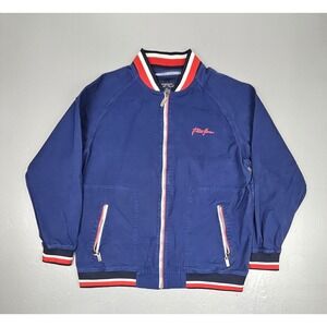 Y2K Phat Farm Zip Up Track Jacket Mens XL Blue Back Spellout Vintage Full-Zip